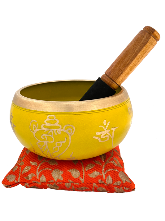 Nature's Own Tibetan Singing Bowl for Meditation, Prayer & Musical Therapy 3.5" Yellow